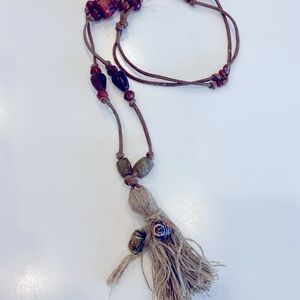 Necklace made with leather & stones